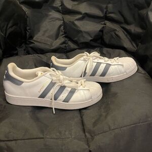 White and gray Adidas superstar sneakers - mens 7